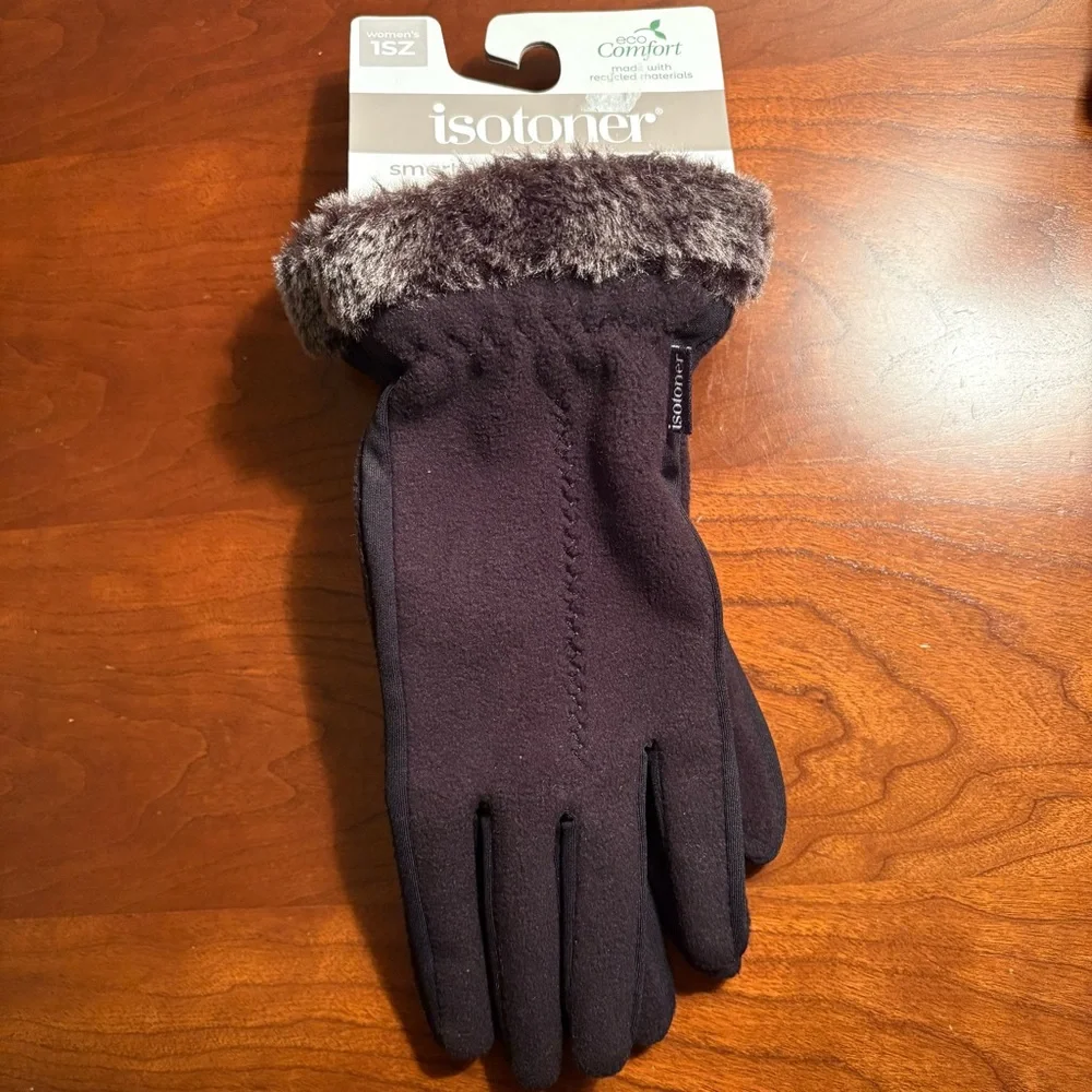 Isotoner SmartDri Smart Touch‎ Black Gloves NWT One Size